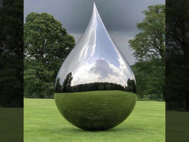 Large Mirror Finished Water Drop Stainless Steel Sculpture Outdoor Landscape Art
