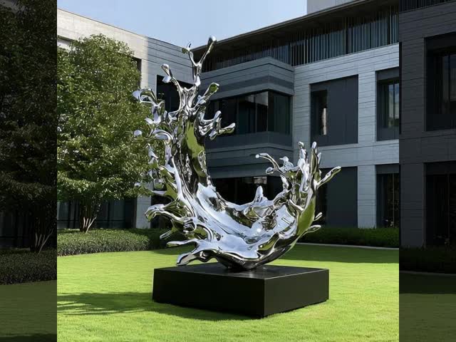 Custom Splashing Liquid Stainless Steel Sculpture for Public Art Spaces
