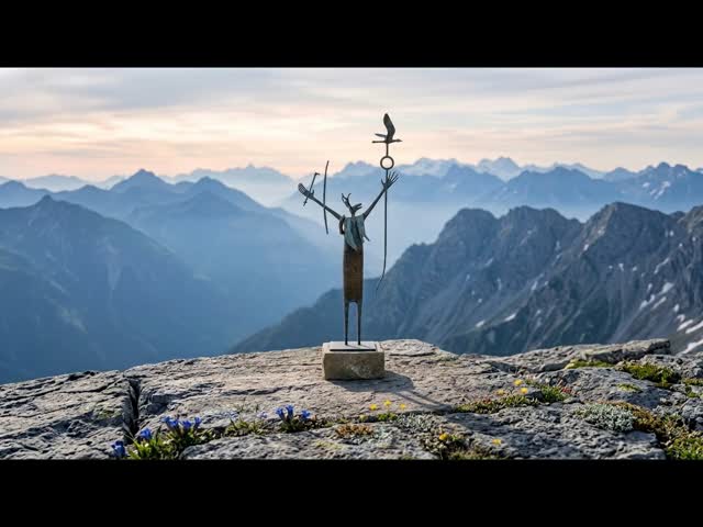 Modern Shamanic Ibex Figure - 180cm Hand-Cast Bronze Outdoor Sculpture