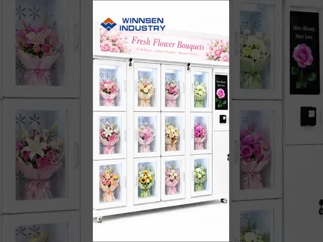 24H Refrigerated Fresh Flower Vending Machine with Double Glass Door and 15.6-inch Touch Screen