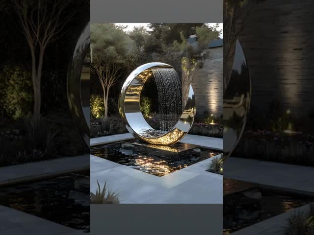 Contemporary 316L Stainless Steel Mirror Polished Abstract Metal Fountain Sculpture for Garden and Outdoor Decor