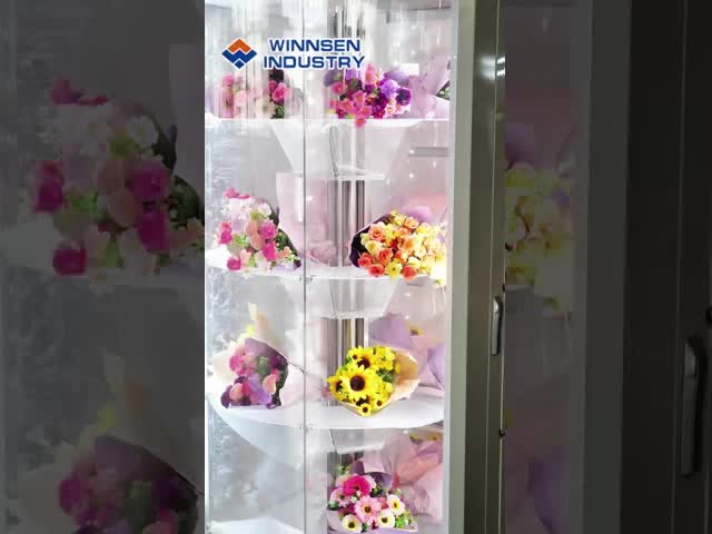 Winnsen Transparent Shelf Flower Vending Machine with Humidification System and 22 Inch Touch Screen