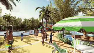 Fiberglass Kids' Water Playground with 3 Slides, Platform, and Tipping Bucket for Children Water Recreation