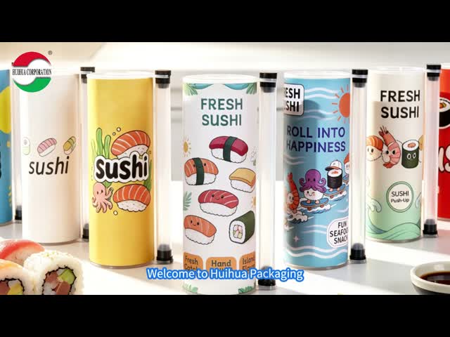 Short 47mm Height Sushi Push Pop Paper Tube Food Grade Custom Printed Sushi Paper Tube