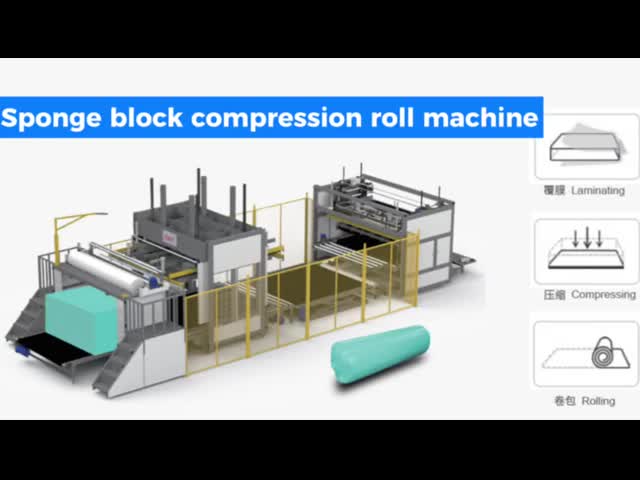 PU Foam Cutting Machine with Fully Automatic Sponge Block Packaging and Compression Features for Mattress and Cushion Processing