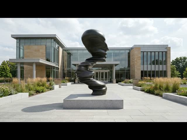 Large Bronze Abstract Human Figure Sculpture Twisted Face Profile Column Modern Outdoor Statue Garden Landscape Public Art