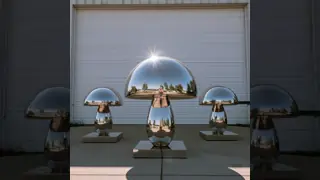 Modern Polished Stainless Steel Mushroom Sculpture for Garden and Interior Art
