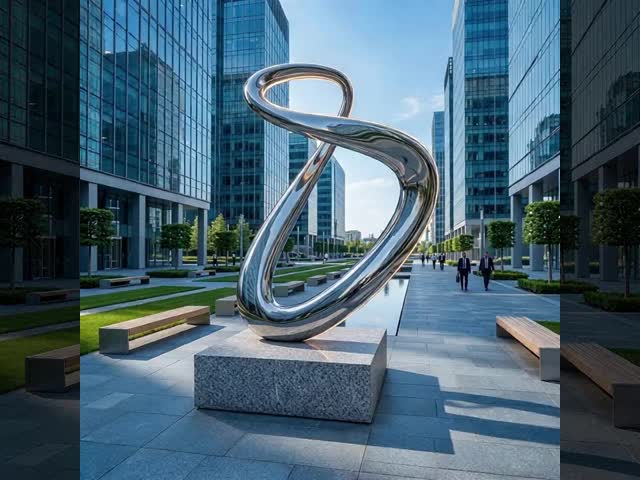 Infinity Twist Mirror Polished Stainless Steel LED Sculpture | Modern Outdoor & Indoor Art Decor