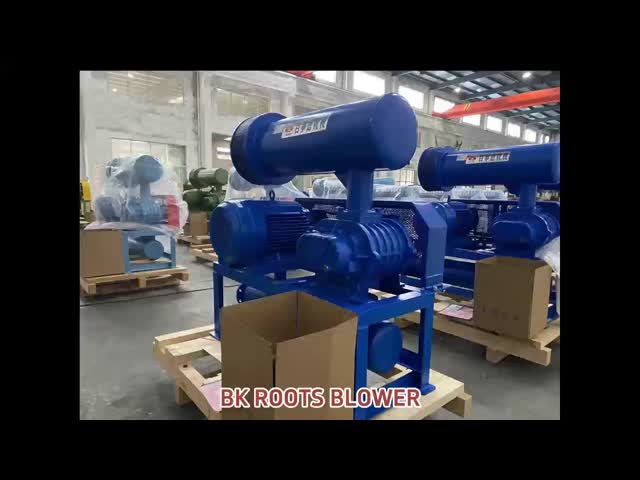 -0.1~-0.5kgf/cm2 Pressure ,Three Lobe Negative Pressure Roots Blower, Cast Iron, Blue, Industrial Vacuum Pump, 5.5-22kW