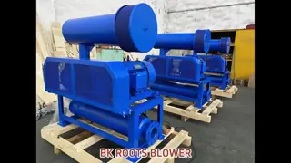 -0.1~-0.5kgf/cm2 Pressure ,Three Lobe Negative Pressure Roots Blower, Cast Iron, Blue, Industrial Vacuum Pump, 5.5-22kW