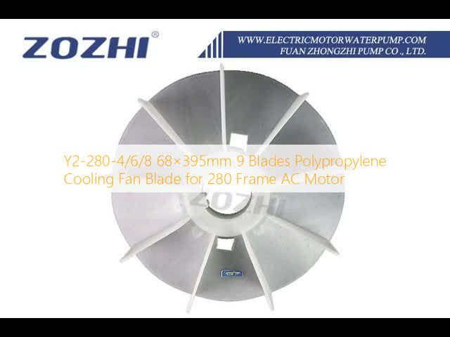 Y2-250-4/6/8 63×375mm 9 Blades Polypropylene Cooling Fan Blade for 250 Frame AC Motor