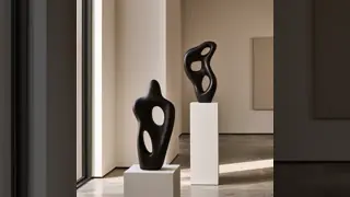 Contemporary Black Fiberglass Resin Sculpture Modern Indoor Artwork