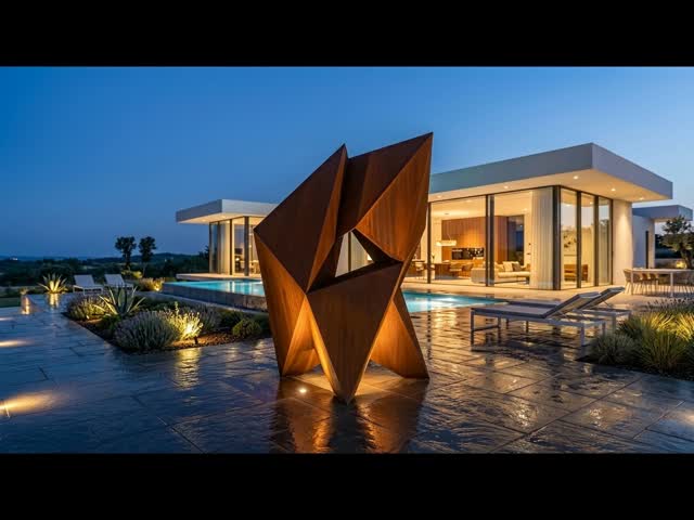 The Monolith — Geometric Abstract Corten Steel Sculpture